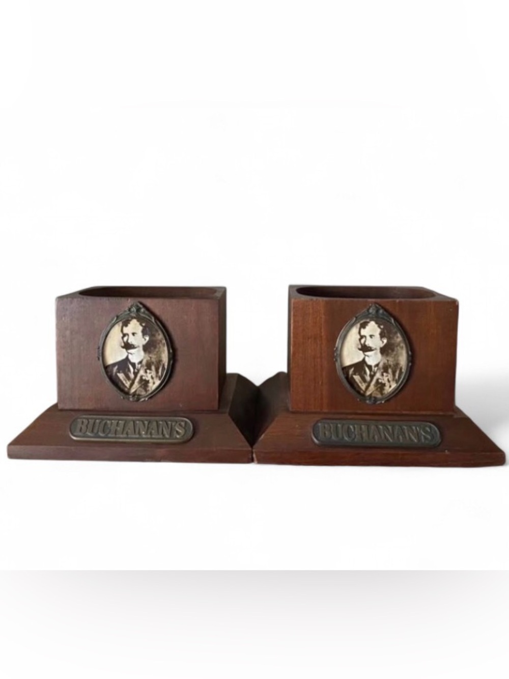 Vintage Buchanan’s Scotch Whisky Wood Bottle Display Stands Barware Set 1976